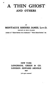 Front cover of A thin ghost and others by Montague Rhodes James