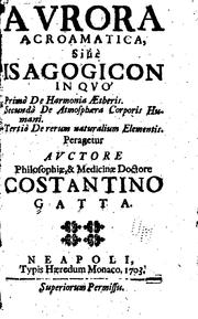 Front cover of Avrora acroamatica, siuè Isagogicon, in qvó primò De harmonia aetheris by Costantino Gatta
