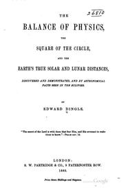 Front cover of The balance of physics by Edward Dingle