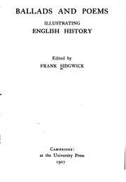 Front cover of Ballads and poems illustrating Englis history by Frank Sidgwick