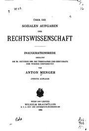 Front cover of Über die sozialen aufgaben der rechtswissenschaft by Anton Menger