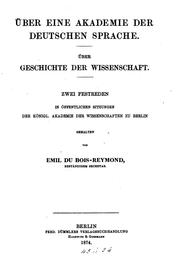 Cover of Über eine Akademie der deutschen Sprache by Emil Heinrich Du Bois-Reymond