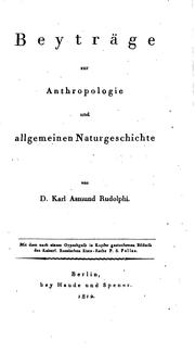 Front cover of Beyträge zur Anthropologie und allgemeinen Naturgeschichte by Karl Asmund Rudolphi