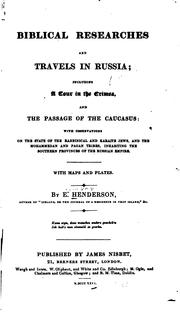 Front cover of Biblical researches and travels in Russia by Ebenezer Henderson