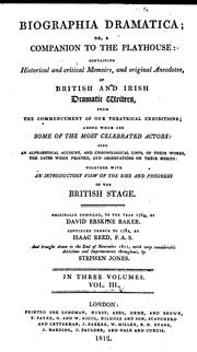 Cover of Biographia dramatica by David Erskine Baker
