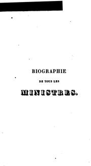 Front cover of Biographie de tous les ministres by Léonard Gallois