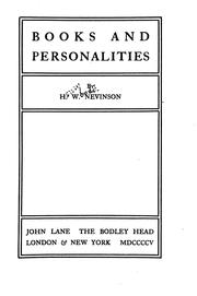 Cover of Books and personalities by Henry Woodd Nevinson