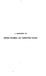 Front cover of British Columbia and Vancouver's Island by Duncan George Forbes Macdonald