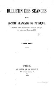 Cover of Bulletin des séances de la Société française de physique .. by Société française de physique, Paris
