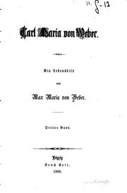 Front cover of Carl Maria von Weber by Max Maria von Weber