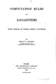 Cover of Computation rules and logarithms by Silas W. Holman
