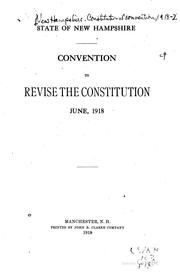 Front cover of Convention to revise the constitution by New Hampshire. Constitutional Convention