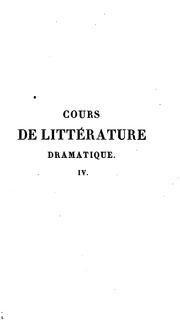 Front cover of Cours de littérature dramatique by Julien Louis Geoffroy