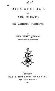 Front cover of Discussions and arguments of various subjects by John Henry Newman