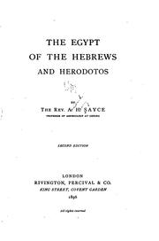 Cover of The Egypt of the Hebrews and Herodotos by Archibald Henry Sayce