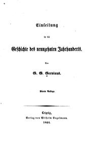 Front cover of Einleitung in die geschichte des neunzehnten jahrhunderts by Gervinus, Georg Gottfried
