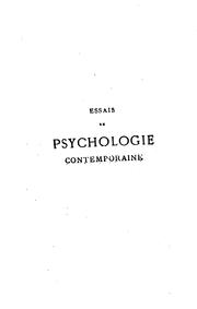 Front cover of Essais de psychologie contemporaine by Paul Bourget