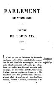 Front cover of Histoire du Parlement de Normandie by Amable Floquet