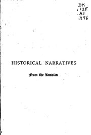 Front cover of Historical narratives from the Russian by Romanoff, H. C.