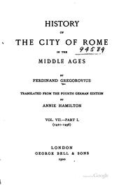 Front cover of History of the city of Rome in the Middle Ages by Ferdinand Gregorovius