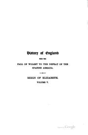 Front cover of History of England from the fall of Wolsey to the death of Elizabeth by James Anthony Froude