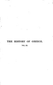 Front cover of The history of Greece by Ernst Curtius
