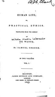 Cover of Human life by Wilhelm Martin Leberecht De Wette