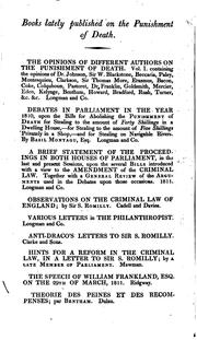 Front cover of The opinions of different authors upon the punishment of death by Basil Montagu
