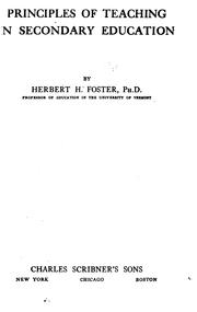 Front cover of Principles of teaching in secondary education by Herbert Hamilton Foster