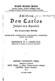 Front cover of Schillers Don Carlos, Infant von Spanien by Friedrich Schiller