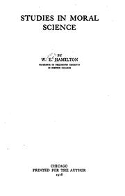 Cover of Studies In Moral Science by William Ennis Hamilton
