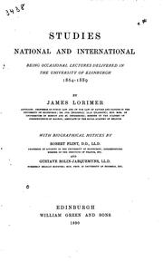 Cover of Studies national and international by Lorimer, James