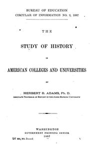 Cover of The study of history in American colleges and universities by Herbert Baxter Adams