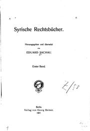 Front cover of Syrische rechtsbücher by Eduard Sachau
