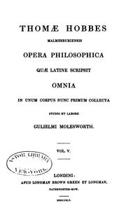 Front cover of Opera philosophica quæ latine scripsit omnia by Thomas Hobbes