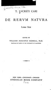 Front cover of De rervm natvra libri sex by Titus Lucretius Carus