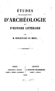 Front cover of Études sur quelques points d'archéologique et d'histoire littéraire by Édélestand Pontas Du Méril