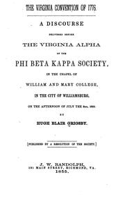 Front cover of The Virginia Convention of 1776 by Hugh Blair Grigsby