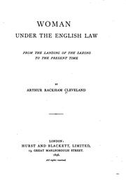 Front cover of Woman under the English law by Arthur Rackham Cleveland