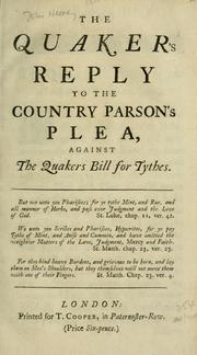 Cover of The Quaker's reply to the country parson's plea, against the Quakers  bill for tythes by John Hervey, 2nd Baron Hervey