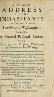 Front cover of A second address to the inhabitants of the two great cities of London and Westminster by Matthew Tindal