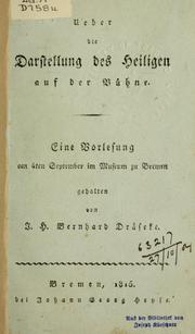 Front cover of Über die Darstellung des Heiligen auf der Bühne by Johann Heinrich Bernhard Dräseke