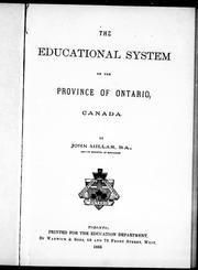 Cover of The educational system of the province of Ontario, Canada by John Millar