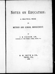 Cover of Notes on education by John B. Calkin