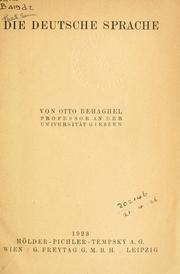 Cover of Die deutsche Sprache by Otto Behaghel