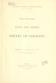 Front cover of The influence of India and Persia on the poetry of Germany by Remy, Arthur Frank Joseph