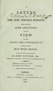 Front cover of A letter to the Hon. Thomas Erskine by Gifford, John