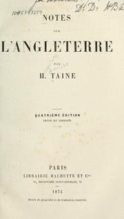 Cover of Notes sur l'Angleterre by Hippolyte Taine