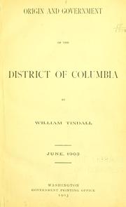 Front cover of Origin and government of the District of Columbia by William Tindall