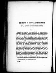 Front cover of Les édits et ordonnances royaux et le Conseil supérieur de Québec by E. Lef. de Bellefeuille